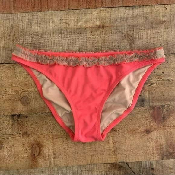 Victoria secret womens size medium coral pink bikini bottom with ruffle detail - Picture 1 of 7